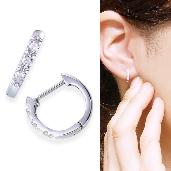 Pt900 ツツミ ピアス ダイヤモンド フープピアス プラチナ 【公式通販】