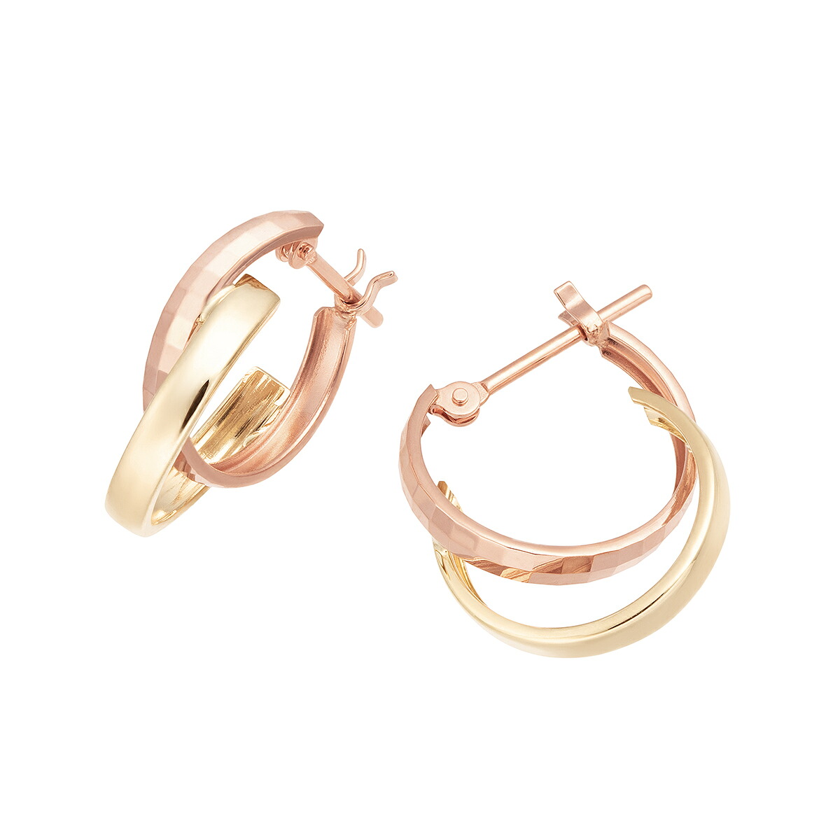 楽天市場】K10イエローゴールド/K10ピンクゴールドピアス ツーカラー