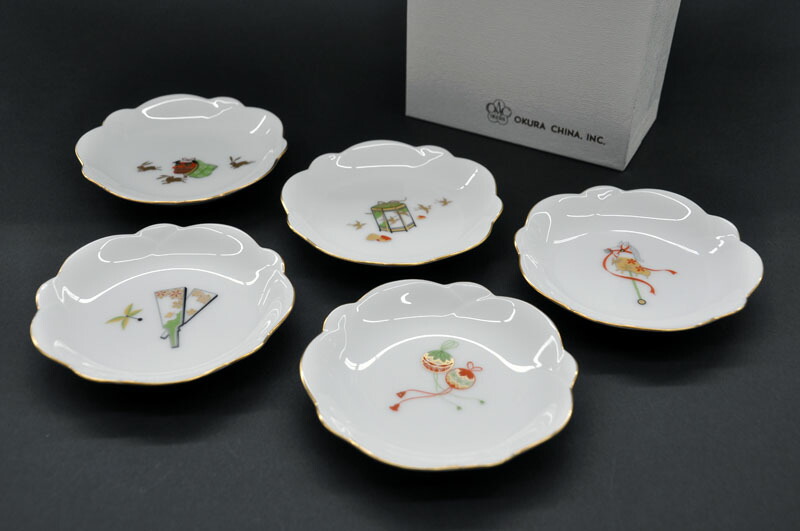 楽天市場】大倉陶園 お祝い小皿五枚揃 (絵変り)[お祝い][祝い][祝