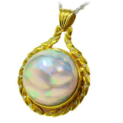 楽天市場】マベパール ペンダント 20mm K18YG パール 真珠 大粒