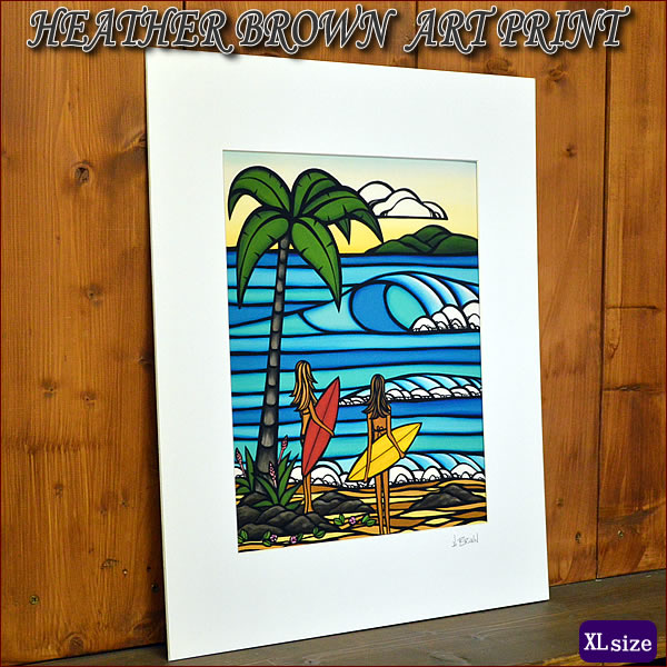 Lサイズヘザー ブラウン 『 サーフ ガール 』 406mm × 508mm