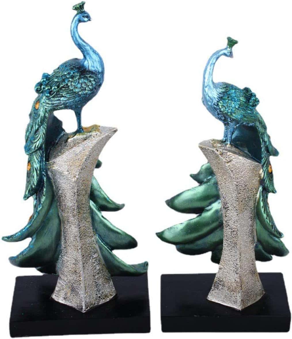 楽天市場】孔雀 彫刻品 現代彫刻 置物 モダン 樹脂工芸品 インテリア