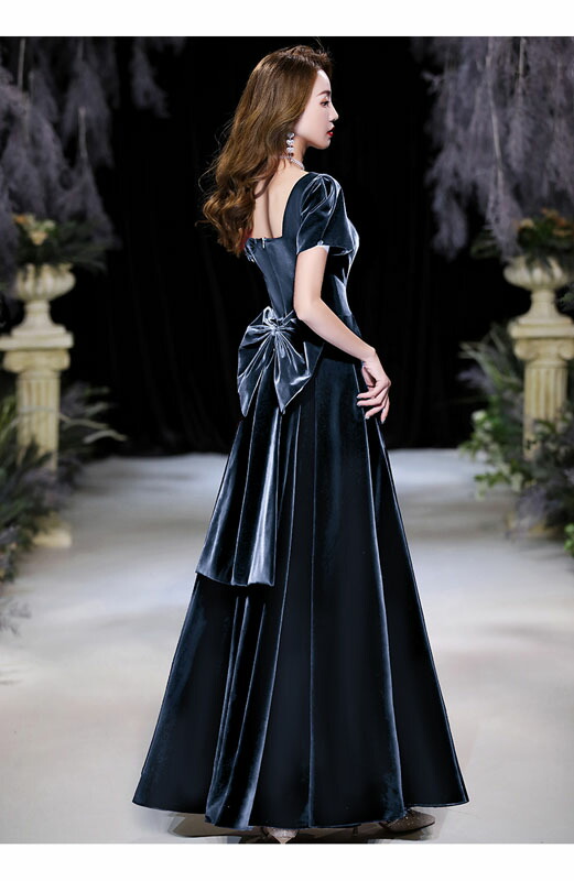 楽天市場】カラードレス ウェディングドレス ベロア ベルベット ブルー