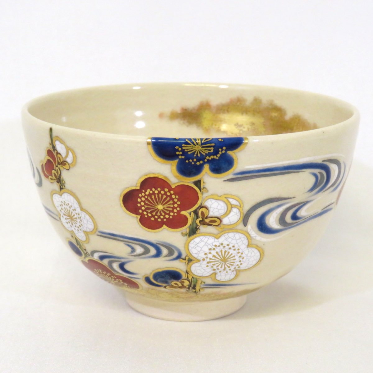 真葛香雲 鵬雲斎書付 紅仁清 吉祥瓢箪 赤色 金彩 茶碗