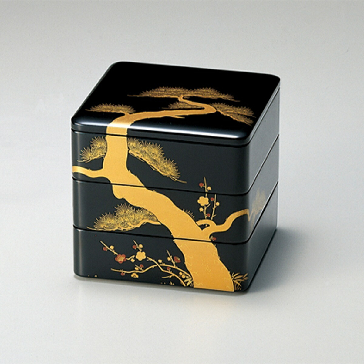 金銀蒔絵 野弁当箱 椿 梅紋 漆器 重箱セット 金箔花模様 輪島塗重箱