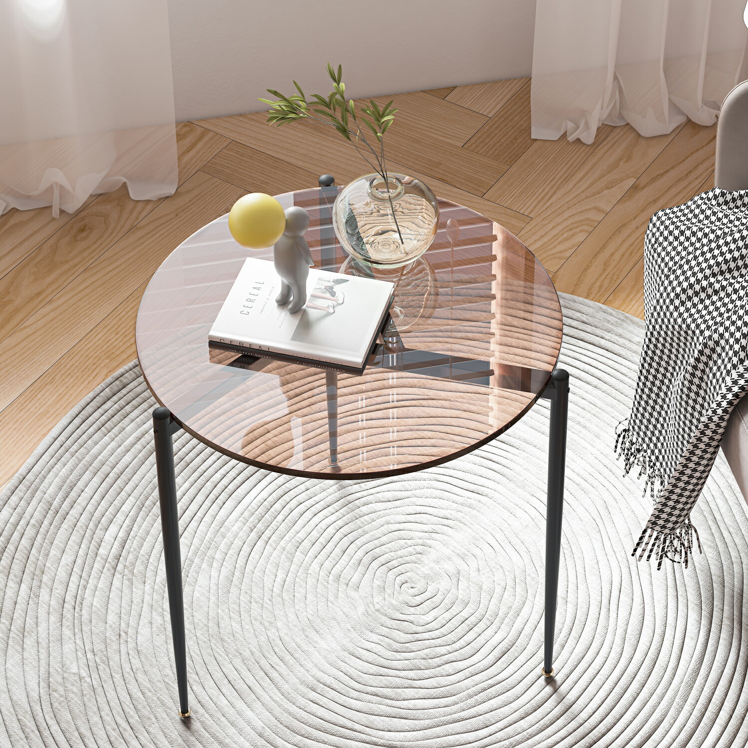 サァラ麻布 オルセニゴ サイドテーブル ナイトテーブル ガラス Nサァラ