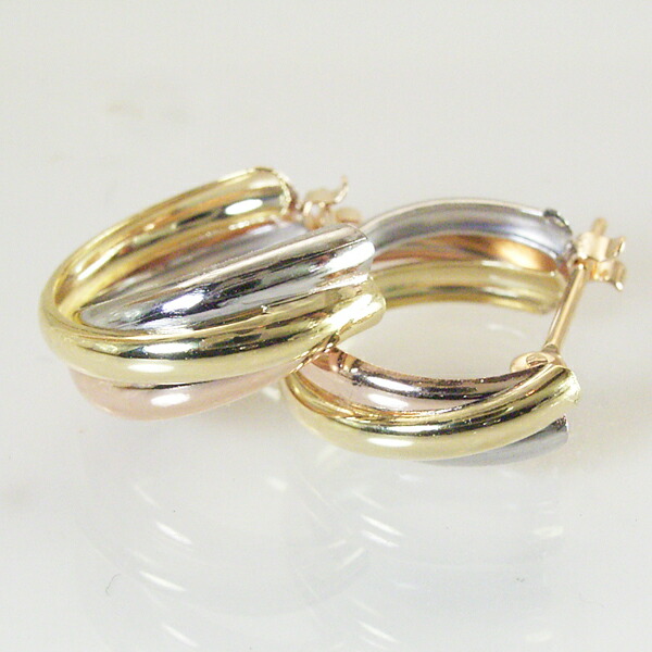 楽天市場】ピアス 3連 トリニティ プラチナ K18 K18PG スリーカラー