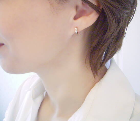 ⭐*︎様 天然ダイヤモンド ピアス フープ プラチナ900 K18ピンク