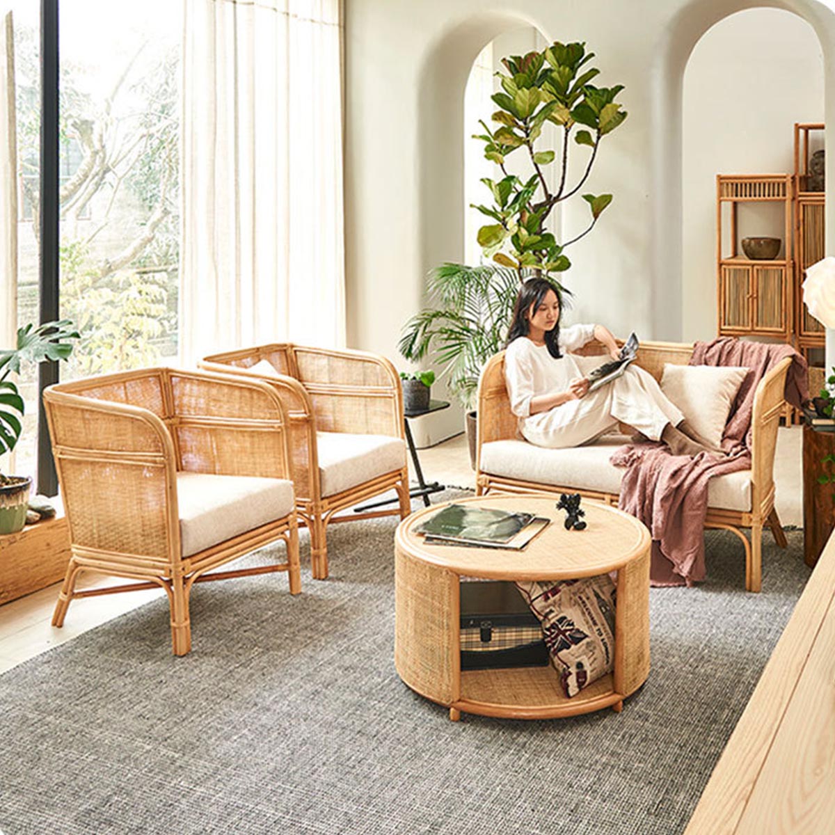 楽天市場】[2人掛け] VeroMan ラタン編みソファ 2人掛け 背もたれ付き