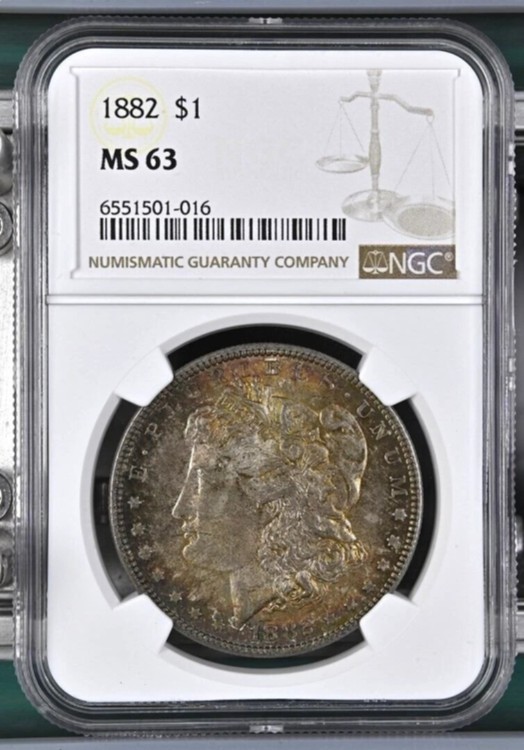 1882年モルガン銀貨、NGC MS 63、トーンあり 専用製品『PCGS MS63
