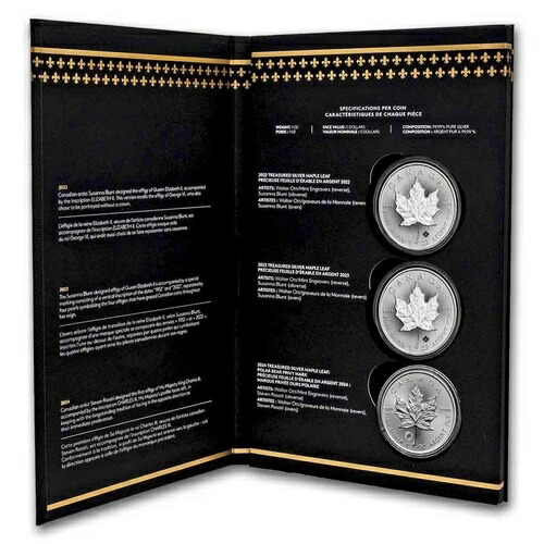 チャールズ3世5ドル銀貨とカナダメイプルリーフ銀貨セット CA248587
