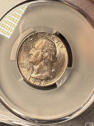 1956年クォーター金貨 MS67 CAC 美しい色調 わずかに回転した逆エラー