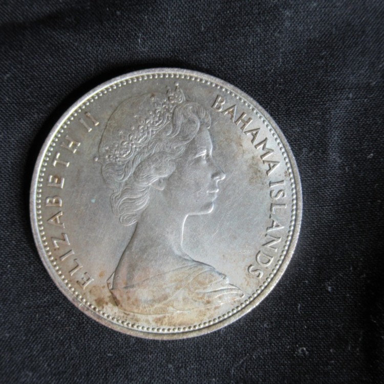 バハマ諸島☆Bahama Is.☆＄5 銀貨☆1966年☆.925銀☆ASW =