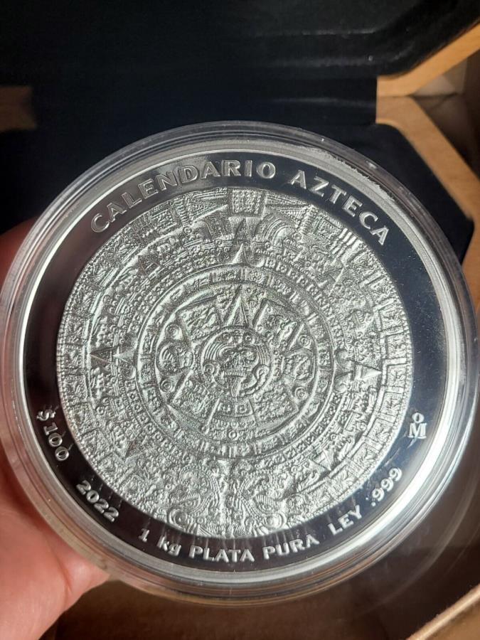 メキシコ造幣局鋳造 1㎏銀貨 太陽の石アステカカレンダー 100ペソ 2008