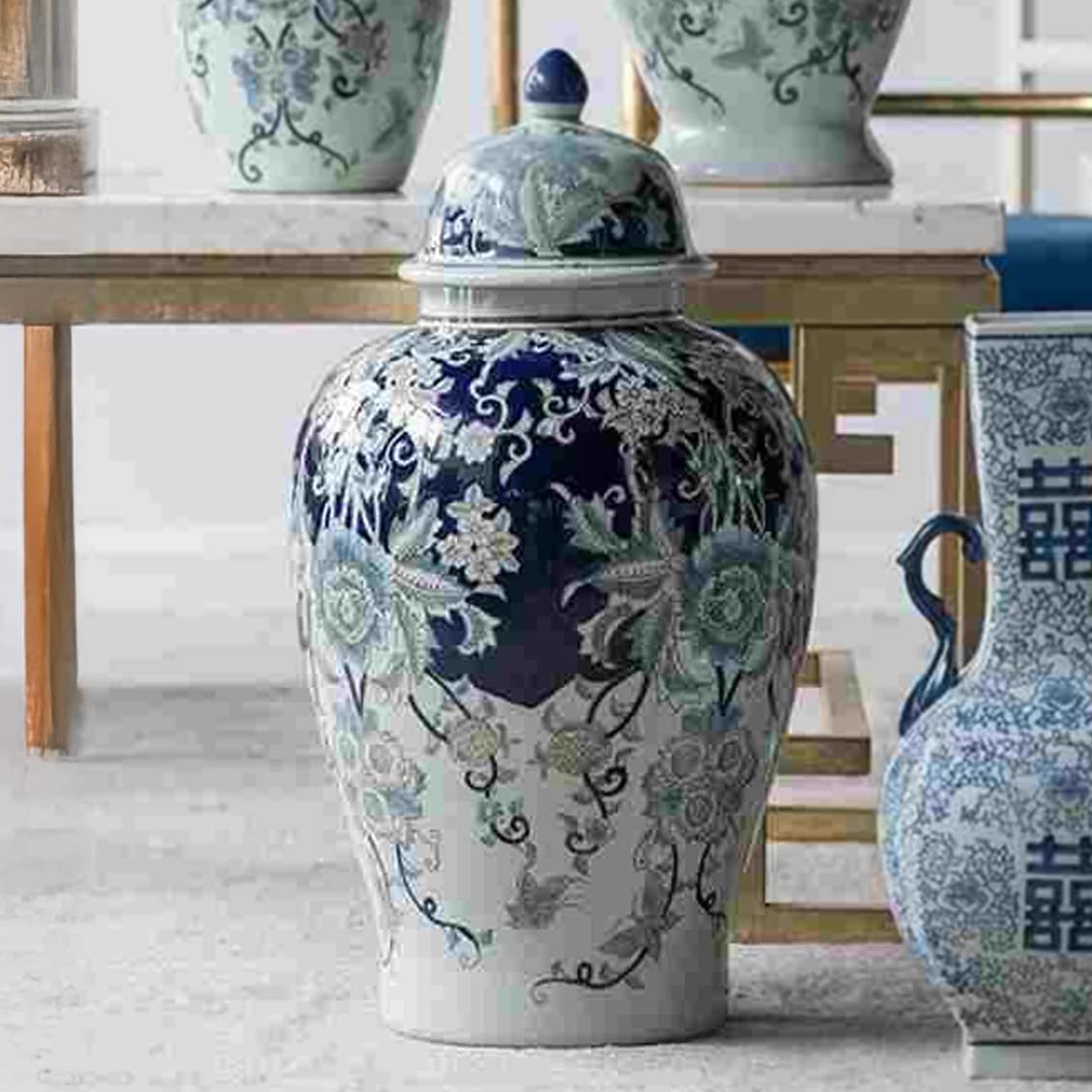 レトロなー陶磁器 ピンクの富貴な花鳥の六角花瓶 アクセサリー 置物