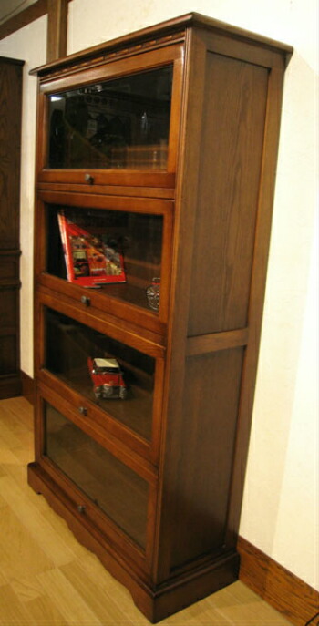 英国アンティーク木製ブックケースキャビネット/本棚/食器棚/飾り棚(91