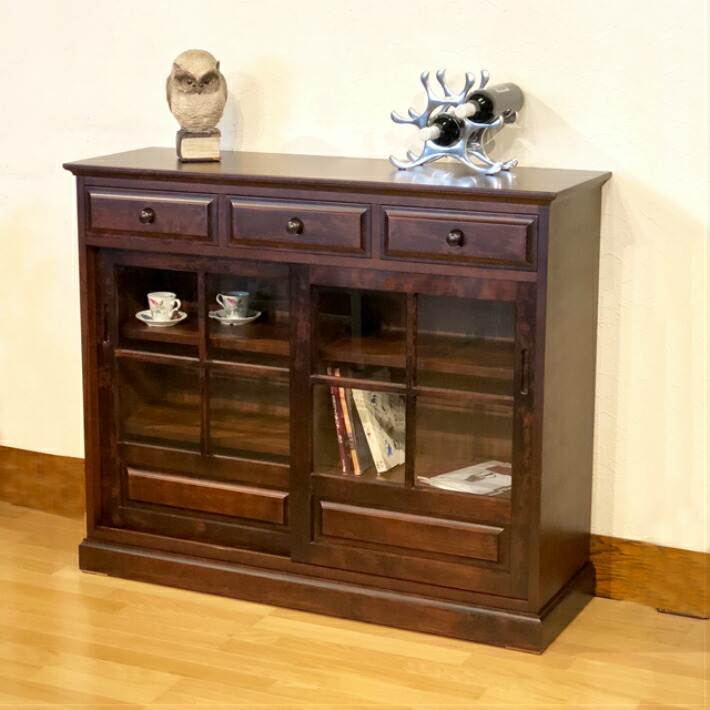 D21 美品！ 民芸家具 樺無垢材使用 二列四段八杯 整理箪笥 サイドボード