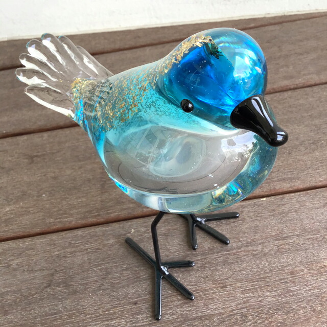 緑色ガラス製鳥型オブジェ 951/1000 緑色ガラス製鳥型オブジェ 951