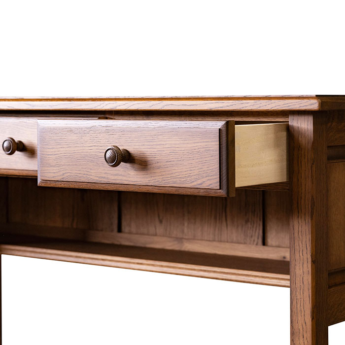 クラシック木製文机 引き出し2つ&小引き出し11、小扉1 クラシック木製