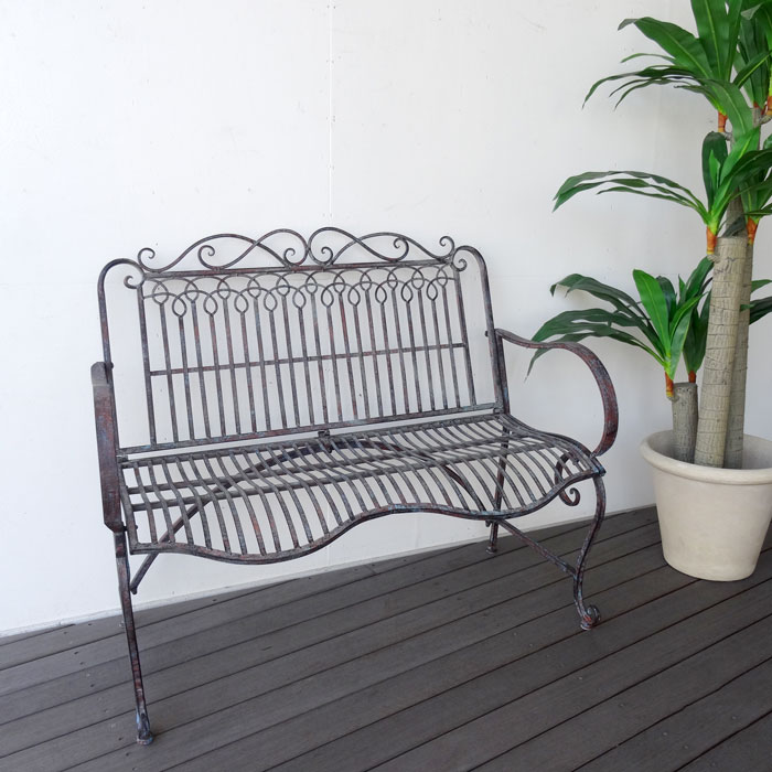 ベンチオシャレカフェ風アンティークアイアンベンチ