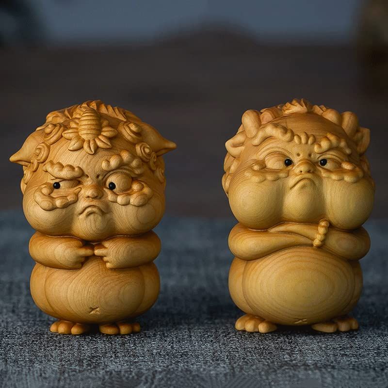 明工鳳雲作高級彫刻木彫刻夫婦2体セット 明工鳳雲作高級彫刻木彫刻夫婦