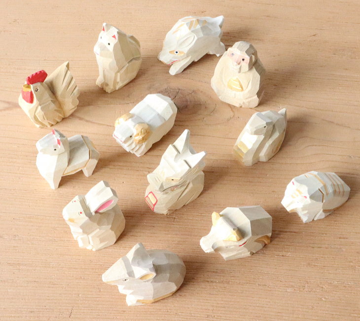 楽天市場】干支 十二支セット 楠一刀彫 お正月飾り 干支 置物 蛇