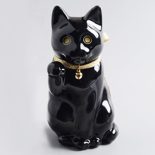 ガチレトロ レア物 新品時物 黒猫 招き猫 清風作 最高級陶磁器 縁起物 中外