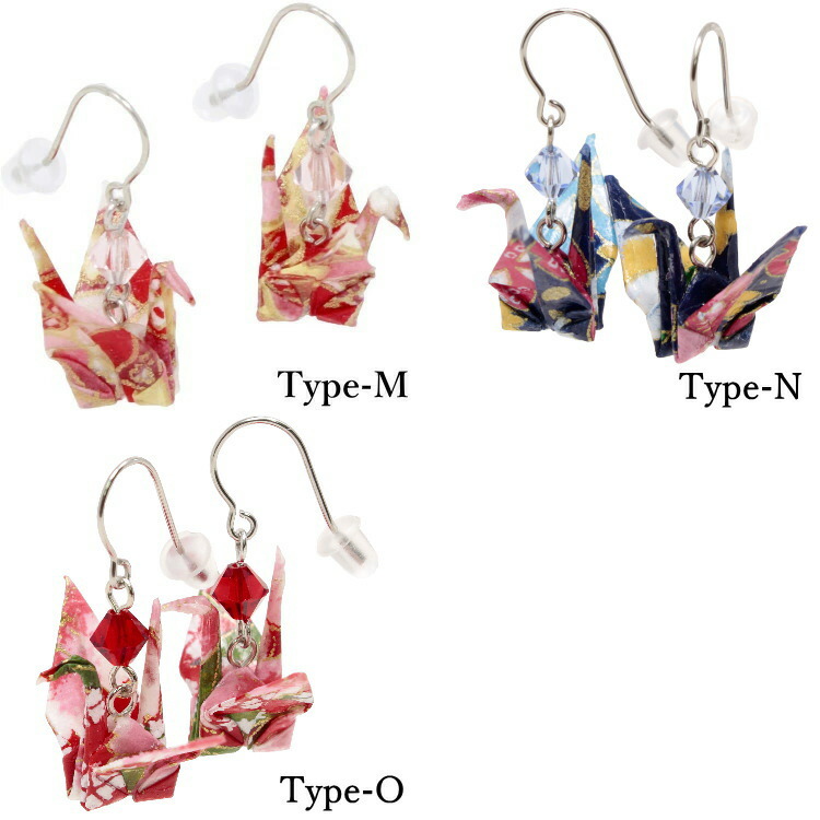 ちゃちゃ～和柄の折り鶴ピアス30セット♪ハンドメイド ちゃちゃ～和柄