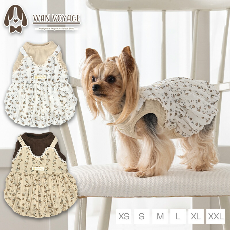 アンティークドールワンピ✴︎フレンチスリーブ 犬服 ハンドメイド