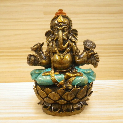 楽天市場】【レジン製 ロータス台座に座している ガネーシャ 置物