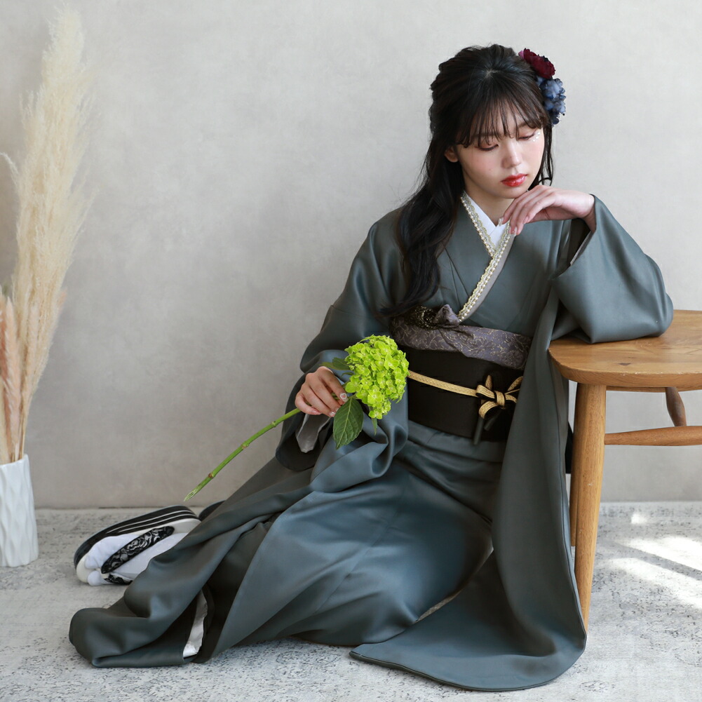 楽天市場】【最大20日間レンタル】 振袖 レンタル 成人式 グレー 灰色