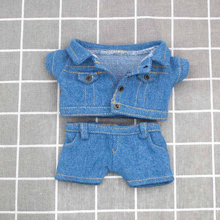 1613 ちびぬいちゃんのデニムセットアップ銀ボタン
