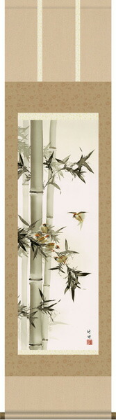 掛け軸 寒椿と雀 掛け軸 寒椿と雀