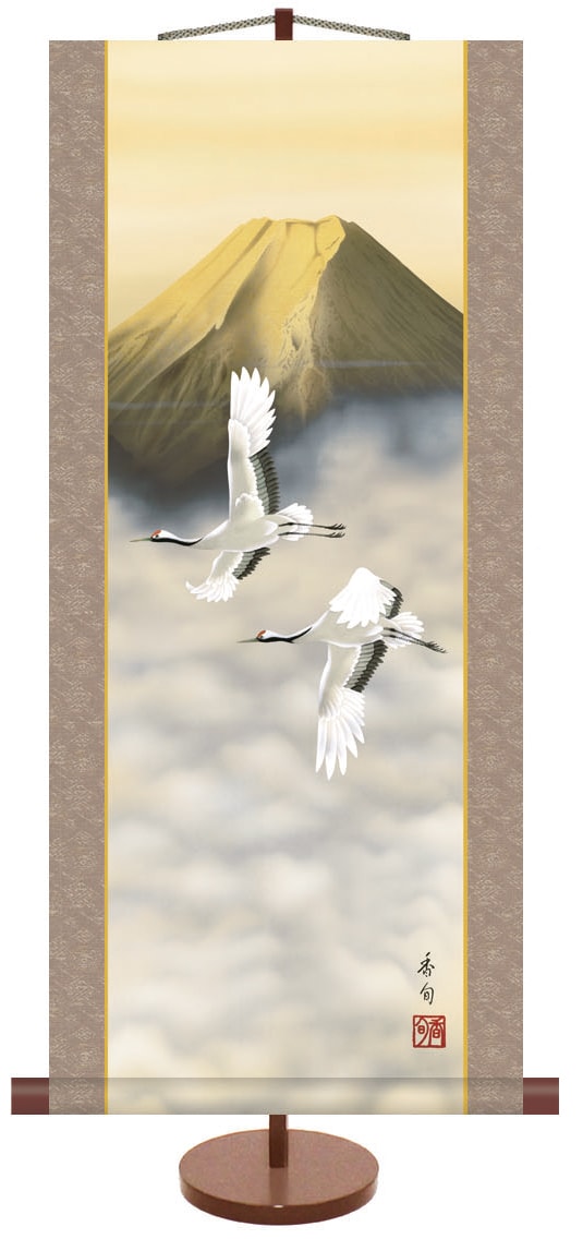 楽天市場】掛け軸 かけじく 山水画ミニ掛軸金富士(伊藤 香旬)受注後