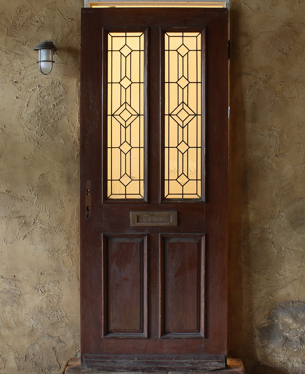 英国アンティーク◇ステンドグラス入窓c/ガラスドア扉/間仕切枠/建材