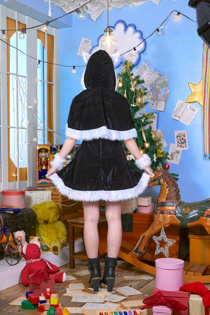楽天市場】サンタ衣装 Xmas XM ミミノエル ねこケープサンタ ブラック