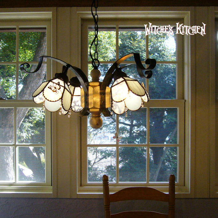 美品シーリングライト（シャンデリア）ガラス4灯ビーカンパニーb-company