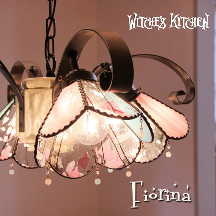 アンティーク ステンドグラスネジレパープルペンダントシーリング