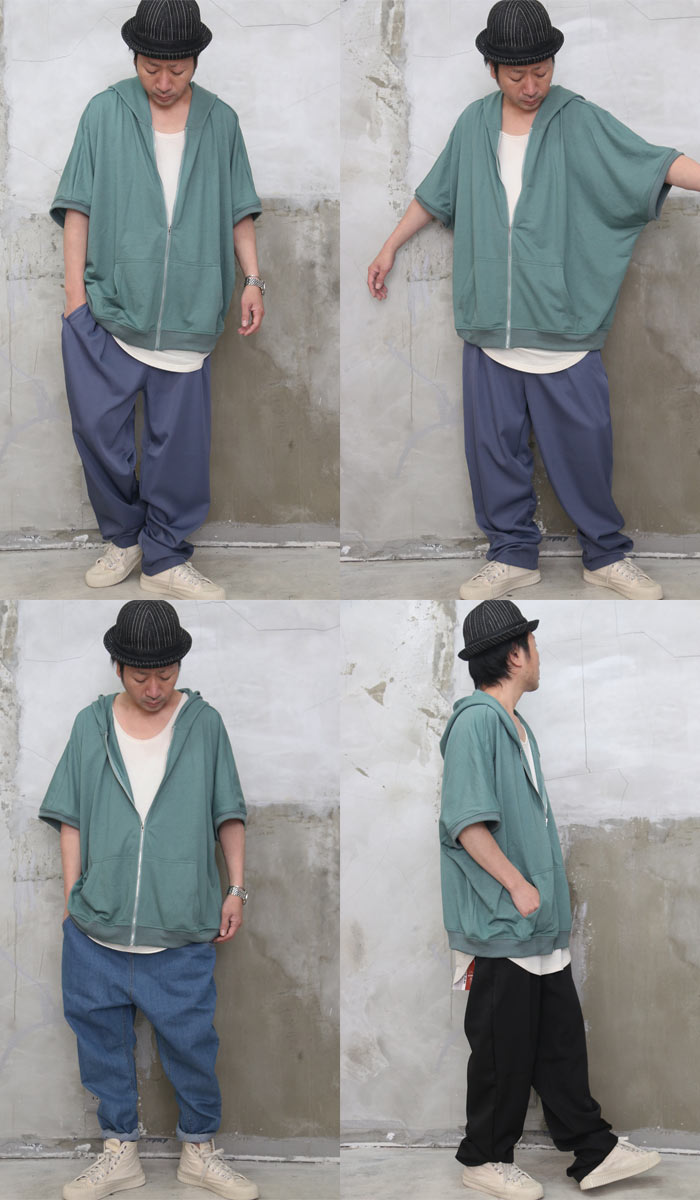 楽天市場】半袖 パーカー ジップアップ 5分袖パーカー 夏用パーカー