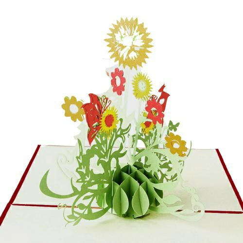 イギリス グリーティングカード 立体 3D ヒマワリ ネコ ひまわり畑