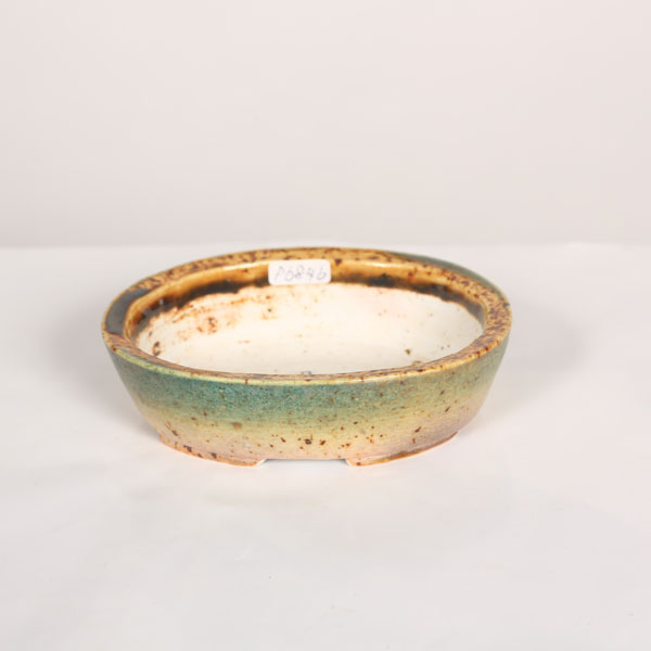 祥石 楕円 浅め 盆栽鉢 石田祥石 楕円 盆栽鉢 祥石 楕円 浅め 盆栽鉢