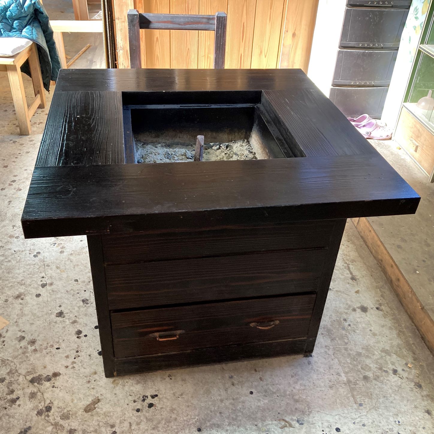 囲炉裏テーブル 木製座卓 囲炉裏付き ダークブラウン 【公式通販】