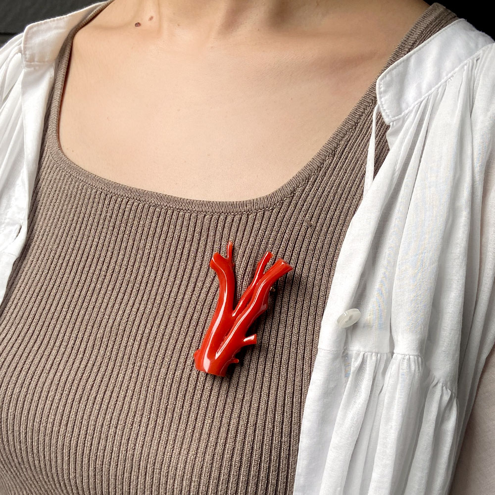 楽天市場】【全品ポイント5倍】赤珊瑚 ブローチ サンゴ さんご K18 18