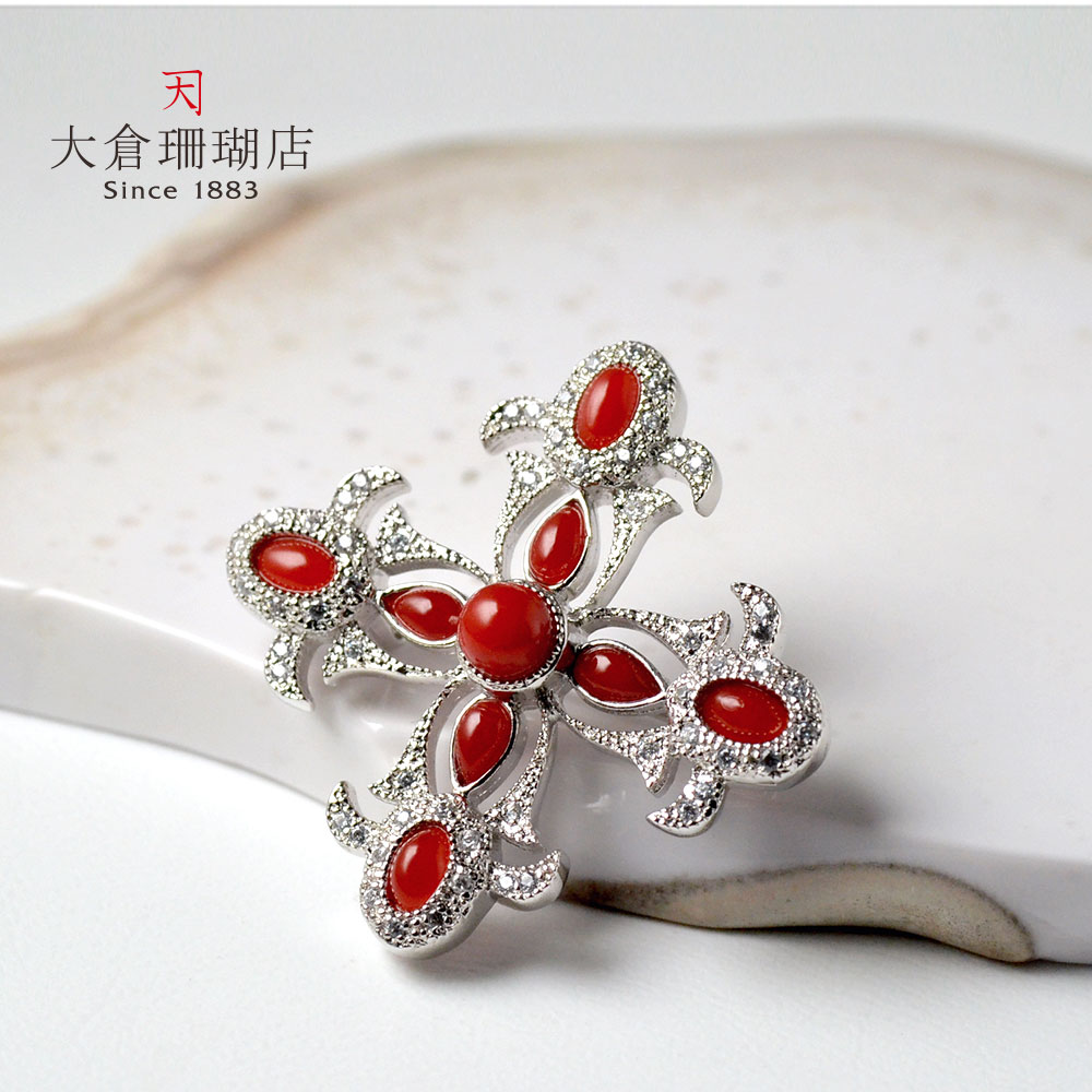 楽天市場】血赤珊瑚 ブローチ サンゴ ペンダント さんご キュービック