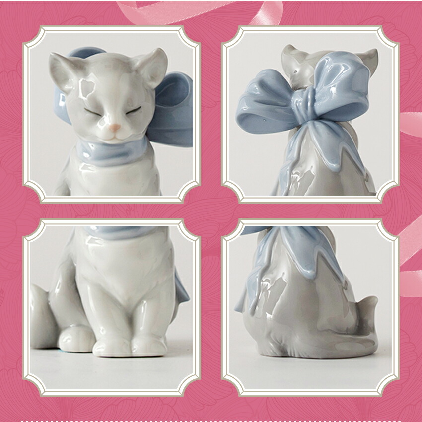 楽天市場】リヤドロ ナオ 人形 置物 磁器 リボンの仔猫 送料無料