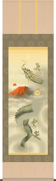 楽天市場】掛軸 掛け軸 十二神将昇龍図 石田芳園 【尺五立・桐箱入り