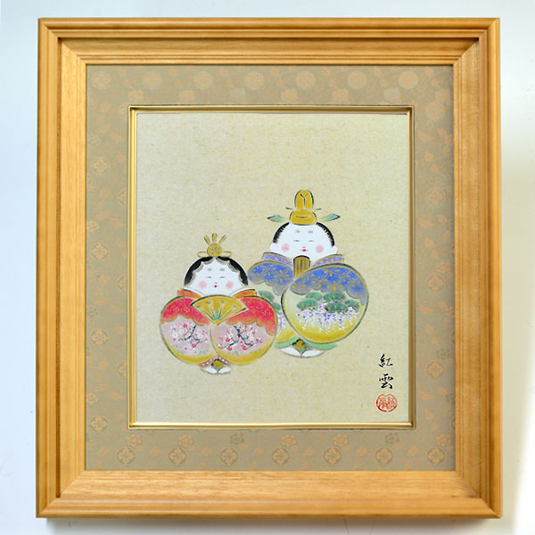 楽天市場】お雛様色紙額セット【手描き】 武藤紅雲 達磨雛 約横37×縦