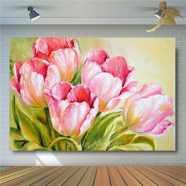 花 チューリップ 絵画 インテリア 現代アート 木製パネル BAEZ3 花