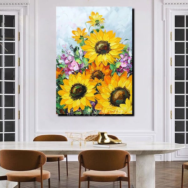 真作保証□油彩□仲谷 宏□『ひまわり』10号Size□お洒落な逸品□額付