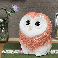 楽天市場】送料無料 ラブふくろう(ピンク)!信楽焼 梟 ふくろう置物